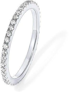PAVOI AAAAA CZ Sterling Silver Cubic Zirconia Stackable Eternity Ring - Size 8