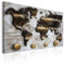 B&D XXL – Weltkarte Bilder für Wohnzimmer 120x80 cm Leinwandbild 1 tlg Kunstdruck Wandbilder auf Leinwand Groß XXL Schlafzimmer Wohnzimmer Wanddekoration Wand Abstrakte Landkarte Kontinente grau