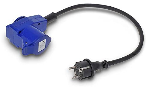 ProPlus Adapterkabel 40cm von Schuko Stecker nach CEE-Winkelkupplung + Schuko Steckdose
