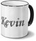 printplanet Tasse mit Namen Kevin - Motiv Chrom-Schriftzug - Namenstasse, Kaffeebecher, Mug, Becher, Kaffeetasse - Farbe Schwarz