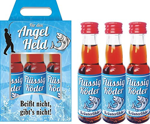 3er Kräuterlikörboxen Kräuterlikör Box 3 x 0,02 L 32% vol. für Männer Männergeschenk Angler Petri Heil Flüssigköder zum Männertag Zubehör (Flüssig Köder Angler 52070)