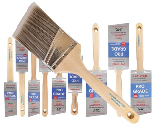 Pro Grade - Paint Brushes - 10 Pack Variety Angle Paint Brushes