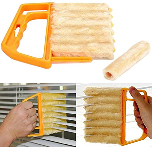 AKOAK Microfibre Blind Blade Cleaner Window Conditioner Duster Clean Brush With 7 Slat Handheld Household Kitchen Cleaning Tools for Awnings,Siding,Vinyl,Car,Fan