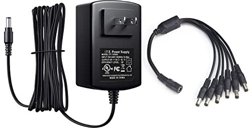 AC to DC 12V 3A Power Supply Adapter with 6 Way Splitter Cable for CCTV Security Camera DVR NVR Led Strip UL Listed FCC
