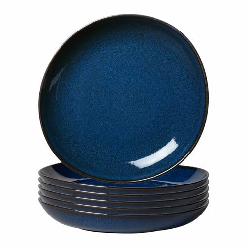 Villeroy & Boch like. by Lave Bleu - Set di 6 ciotole piatte per pasta e zuppa, design scandinavo, in gres porcellanato, 27 cm, colore: Blu