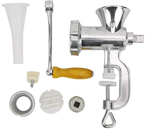 Manuelle Fleischwolf aus Aluminiumlegierung, Fleischwölfe mit Stopfrohren Handbetriebene Mahlmaschine zum Mahlen von Fleisch Schweinefleisch Rindfleischnudeln Pfeffer # 5