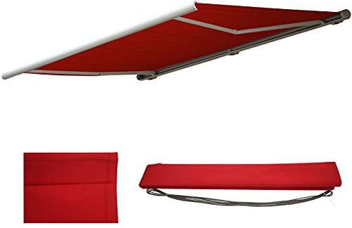 Mendler Ersatz-Bezug für Markise T124, Vollkassette Ersatzbezug Sonnenschutz 5x3m - Polyester Bordeaux-rot