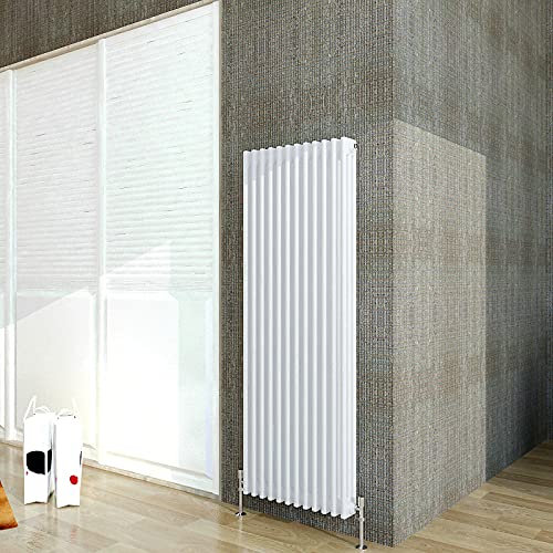 Acezanble∣3 Column Radiator, Vertical 1500mm White Tall Traditional Cast Iron Style Radiators Windows Hallyway
