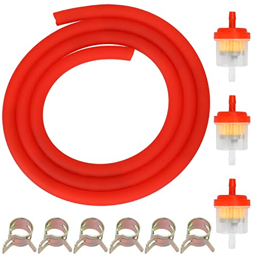 GREHUA Gas Fuel Filter Hose Tube Line Compatible with GY6 50cc 90cc 150cc 139QMB 157QMJ Taotao SSR Apollo 110 125 Scooter ATV XR50 CRF50 Roketa Kazuma Dirt Pocket Bike Go Kart Dune Buggy Parts Red
