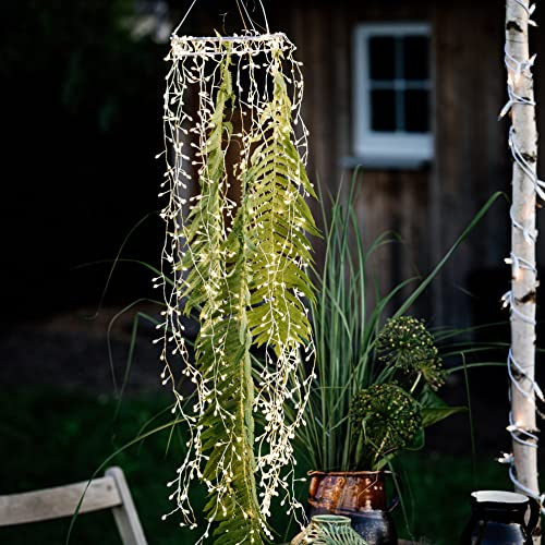 hellum LED ring mit Lichterbündel mit Timer, dimmbar, 1280 warmweiße LEDs, ring ø 30cm, H 2,1m, mit 18 Cluster-Lichterkette für außen, Weihnachtsdeko, Hochzeitdeko, Gartendeko, 578676