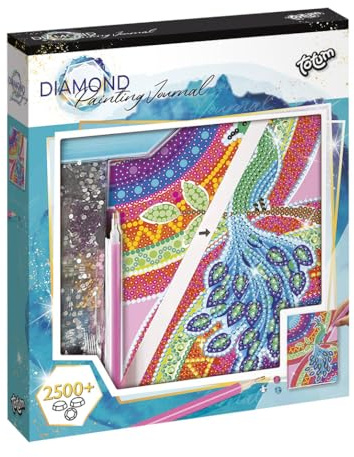 Totum 079762 Pfau Diamond Painting Bastelset Notizbuch, bunt