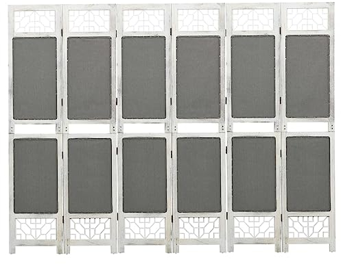 vidaXL Raumteiler 6-TLG. Trennwand Stellwand Paravent Spanische Wand Sichtschutz Umkleide Faltwand Raumtrenner Grau 210x165cm Stoff