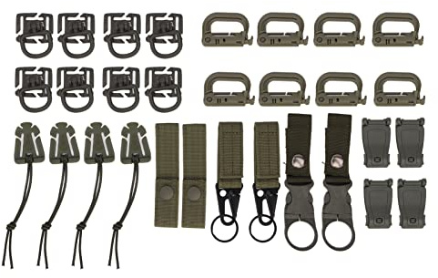BAOFUYA Molle Aufsätze, 30 Teiliges Molle Zubehör Set Praktische Molle Aufsätze für Zuhause, Fabriken, Picknicks, Camping und Reisen (OD Grün)