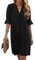 Famulily Womens Casual Rüschen Ärmel Shift Über Knie Kleid Damen Plissee Tunika Kleider Schwarz L