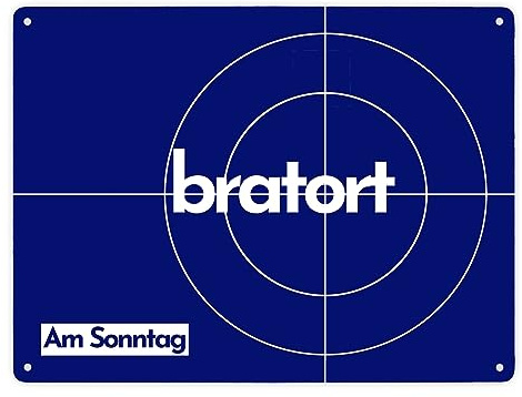 Bratort Metallschild XXL in 28x38 cm mit Spruch: Bratort Am Sonntag ein dekoratives Blechschild für die Küche Kochen Braten Backen lustig Dekoration