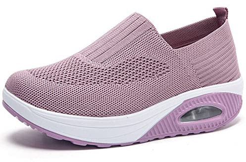 Dfcdcoo Sneakers ortopediche da donna, scarpe da ginnastica ortopediche da donna, con cuscino d'aria, scarpe da ginnastica a rete con piattaforma (rosa, 36)