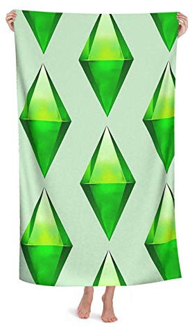 LOUJIN Badetuch The Sims Plumbob weiches Badetuch, sehr saugfähig, Strandtuch, 80 x 130 cm