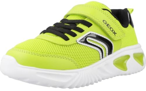 Geox J Assister Boy C Sneaker, Lime Black, 1 UK