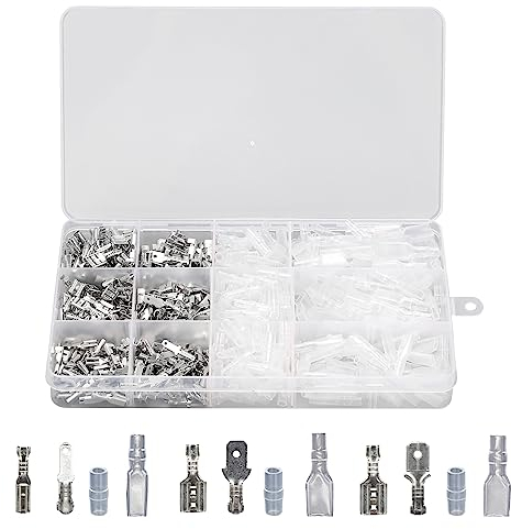 520 Pezzi Capicorda Terminali da Crimpare Connettori Piatti Kit, Connettori Elettrici Maschio Femmina per Auto Cavi Elettrici - 2,8 mm 4,8 mm 6,3 mm (ARGENTO（520）)