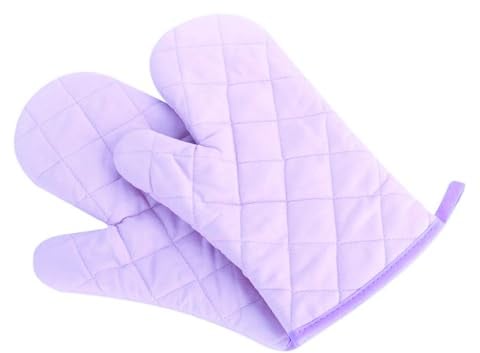 Voarge Ofenhandschuhe, Hitzebeständig Ofenhandschuhe Verdickte Hitzeresistente Topfhandschuhe Topflappen Backhandschuhe, 1 Paar (Flieder)
