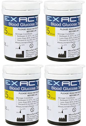 Blood Glucose Test Strips x 100pcs & Lancets x 100, Only for Exactive Vital Glucometer Blood Glucose Monitor