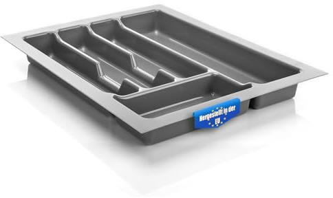 BigDean Universal Besteckeinsatz für Schubladen 40 cm - Zuschneidbar - Schubladeneinsatz aus Kunststoff 330x430mm - Besteckkasten silber-grau - Made in Europe