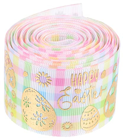 NUOBESTY Bänder Osterband Geschenkbänder Für nband Machen Leinenband Hasenband Feiertagsbänder Bauernband Osterdekoration Frohe Ostern Kükenband Polyester Geschenkbox Drucken