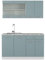 Vicco Singleküche R-Line, Küchenzeile Single, Blau-Grau/Weiß, 140 cm, AP Marmor