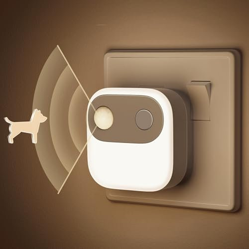 Emeritpro Motion Sensor Night Light Plug in Wall, Plug in Night Light (Auto/ON/Off), 3000K Warm White, Dimmable 30/60/100 LM, NightLight Kids for Stair, Bedroom, Hallway, Children's Room, 2 Pack