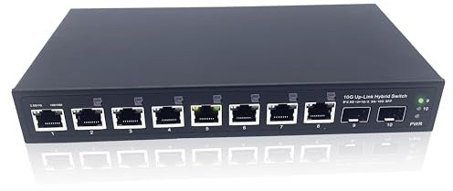 Elfcam® - 10GbE PoE Commutateur Switch Fibre Optique Compatible avec Freebox Ultra, avec 2 Ports 10G SFP+ et 8 Ports 2,5G RJ45 PoE, Plug & Play Non Géré