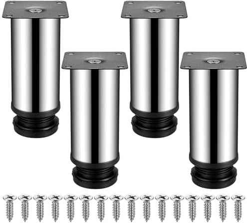 HAOCHEN 4 Stück Verstellbare Möbelfüße, 50x120 mm Tischbeine, Schrankfüsse, Metallfüsse, Füße für Möbel, Küche, Schreibtisch, Tischbeine, Möbel Beine, Füße Arbeitsplatte