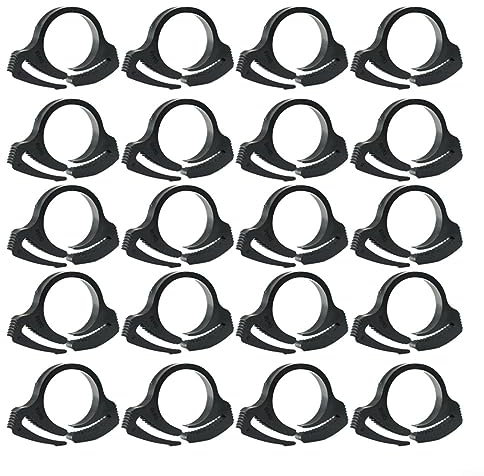 CWOQOCW 20pcs Black Double Gripping Nylon Hose Clamps, Plastic Garden Pipe Clip Snap Fasteners for Ratchet Irrigation(φ16mm)