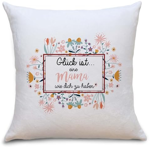 OWLBOOK® Muttertagsgeschenk Kissen Geschenke für Mama zum Muttertag | Geburtstagsgeschenk für Mama Geschenk Geburtstag Polster | Glück ist Mama | Flauschig 40x40