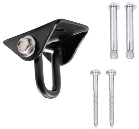 Robuster Schaukelaufhänger, um 180 ° drehbar, U-Form, Edelstahl, 450 kg Kapazität, drehbare Hängemattenhaken für Beton, Holzsets, Yoga, Hängematte, Stuhl, Sandsack, Schaukel (schwarz)