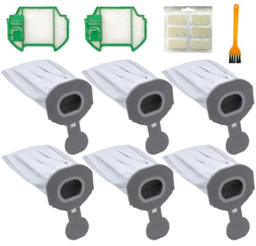 Lot de 10 kits d'accessoires pour aspirateur Vorwerk Kobold VK7 FP7, pièces de rechange, 6 sacs à poussière, 2 filtres HEPA, 1 tablette parfumée, 1 brosse de nettoyage