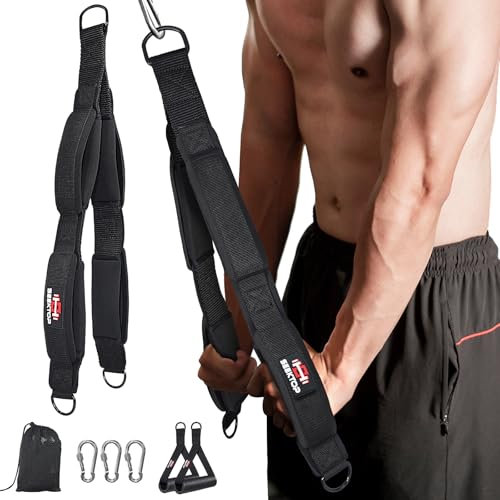 Seektop Cuerda de tríceps, accesorio de cable para tríceps multigimnasio con mango de ejercicio, cuerdas de tríceps para empujar hacia abajo, abdominales, tirones faciales (negro)