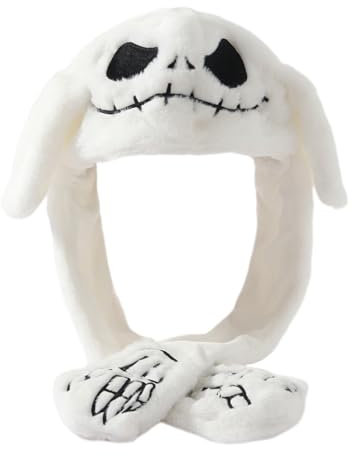 Focupaja Ohren Bewegender Hut Tier Cosplay Hut Cartoon Springmütze Ohren Pop Up Halloween Weihnachten Lustige Mütze Weiß