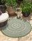 the carpet Mistra - robuster Teppich, modern, langlebig und pflegeleicht, In- und Outdoor, Wohnzimmer, ideal für Küche, Flur und Wintergarten, flachgewebt, Grün, 120 x 120 cm Rund