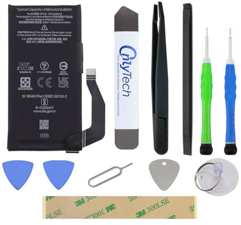 OnlyTech - Kit di riparazione Batteria Premium di Ricambio GP5JE per Google Pixel 7A - 4385mAh - Qualità Originale con 10 Strumenti e Adesivo