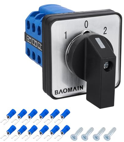 BAOMAIN Interruptor giratorio universal, encendido/apagado, 20 A, 550 V, 50 Hz, CE, IP20, LW28-20 (3 Postes 3 Posiciones)