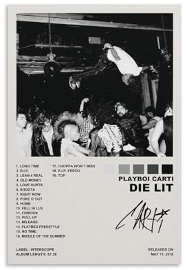 Kvsyaw Playboi Carti Die beleuchteter Posterdruck, 40,6 x 61 cm, Lila, zeitgenössischer Stil, Musikthema, Innenbereich, Wandhalterung, Wohnzimmer, Schlafzimmer, Badezimmer, Heimbüro