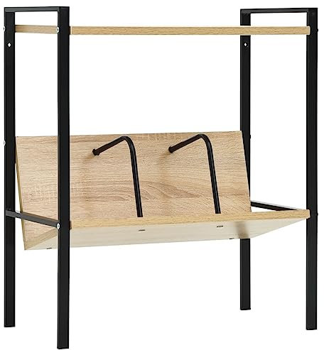 Generisch Bücherregal 2 Regalböden Schwarz Eiche 52x28x59cm Holzwerkstoff,jiangboyue-288231