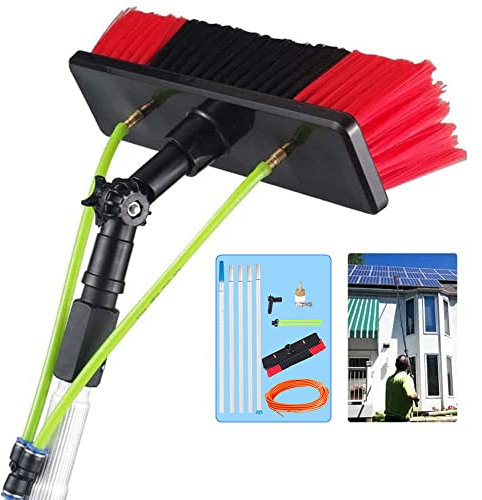 Asta per la pulizia delle finestre alimentata ad acqua da 10-39 piedi, spazzola telescopica per la pulizia alimentata ad acqua, pulizia di pannelli fotovoltaici e solari, asta di prolunga/asta da 6