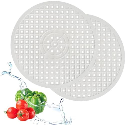 Alfombrilla para fregadero, 2 unidades, redonda, goma blanca, plegable, redonda, reutilizable, para el hogar, vajilla, baño