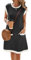 Famulily Women's Summer Dresses Cap Sleeve Swing Dress Casual Ribbed Color Block Beach Sundress with Pockets Black XXL
