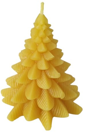 Bienenwachskerze Tannenbaum Kerze 8 cm Weihnachten breit — handgegossener Wachs-Tannenbaum konisch, Made in Germany