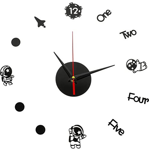 Amosfun Lautlose Wanduhr aus Acryl, 1, Schwarz, Einfache Montage