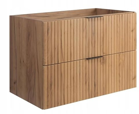 RODAN - Unterschränke fürs Bad 80 cm Eiche Craft Gold - Waschbeckenunterschrank - Unterschrank Waschbecken mit Zwei leise schließenden Schubladen - Waschtisch Unterschrank