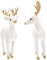 Homoyoyo Hirsch Deko Weihnachten - 2 Stück Plüsch Elch Figuren Für Festliche Weihnachtsdekoration - Ideal Für Wohnzimmer Tisch Oder Garten Süße REH Ornamente in Elegantem Weiß