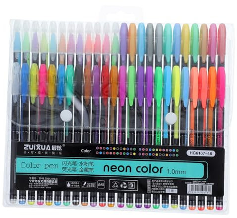HOMSFOU 48 Teiliger Malstift Metallic Gelstifte Fluoreszierende Marker Für Tafeln Malmarker Für Erwachsene Farbige Stifte Für Tagebücher Aquarellmarker Für Aquarellstifte Aus